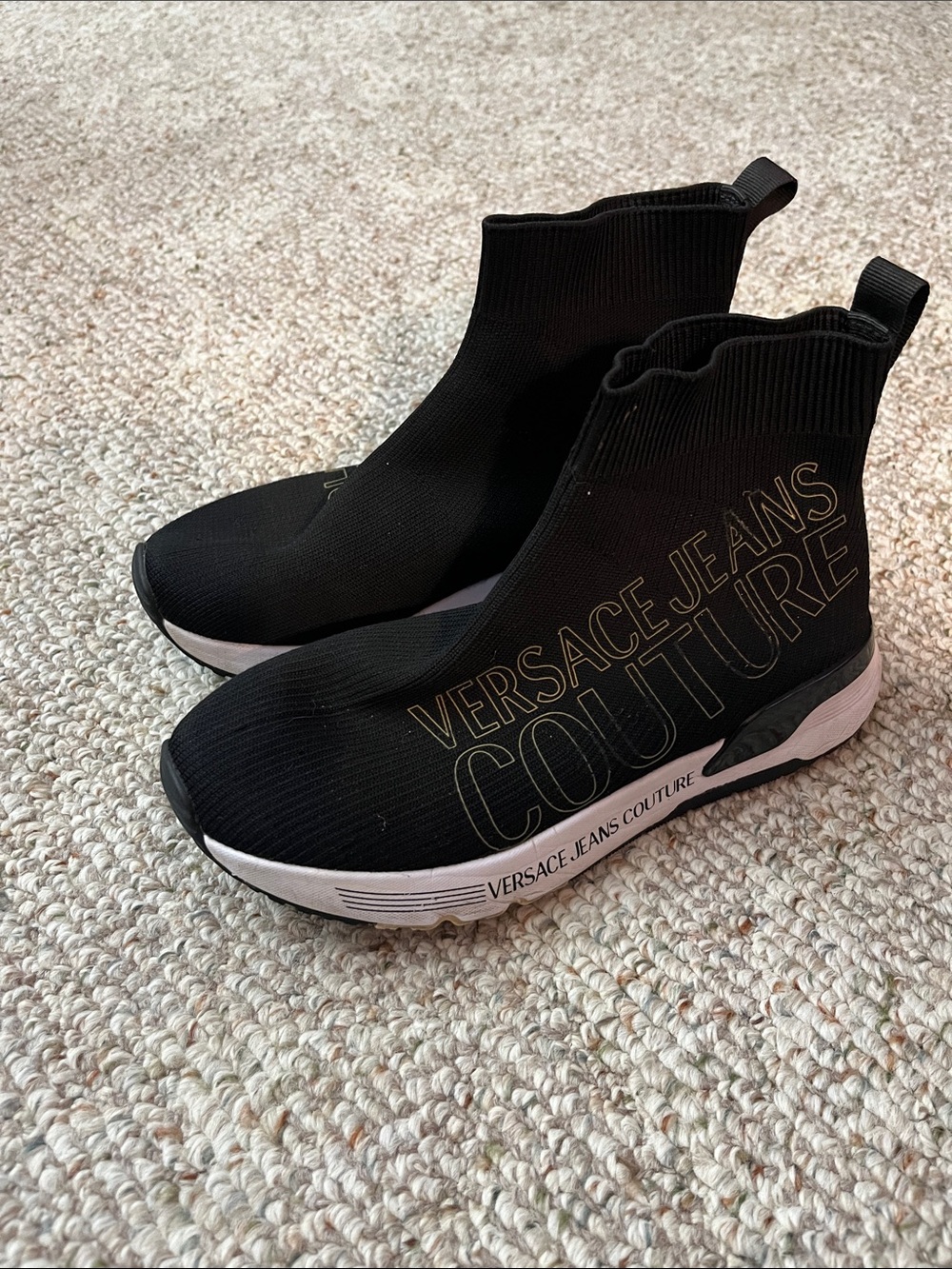 Versace Jeans Couture Black Knit Sock Sneakers